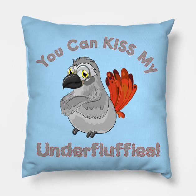 African Grey Parrot Kiss Underfluffies Pillow by Einstein Parrot