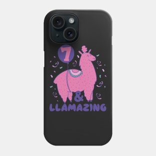 Llamazing 7th Birthday 7 Years Old Llama Girls Kids Gift graphic Phone Case