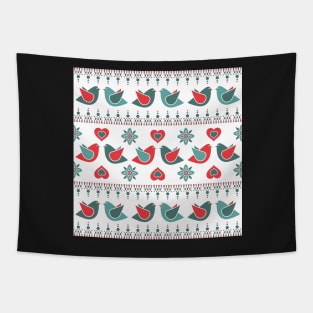 Birds and Hearts Pattern Tapestry