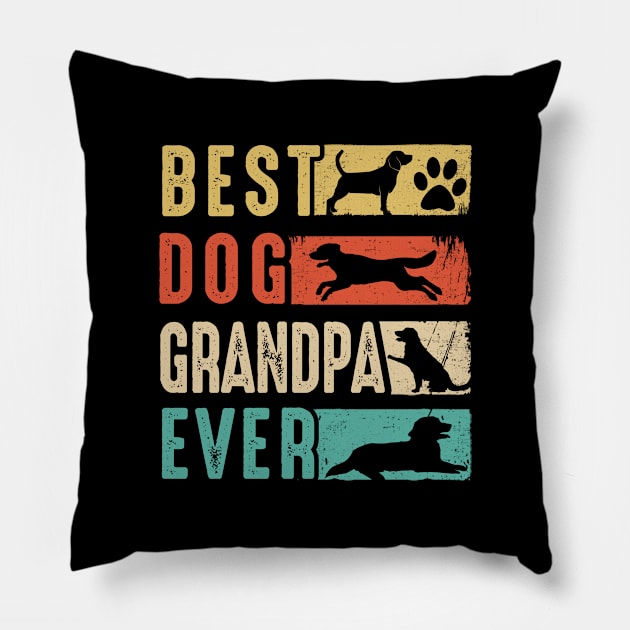 Vintage Best Dog Grandpa Ever Retro Mothers Day Dog Lovers Pillow by JoanaArtStore