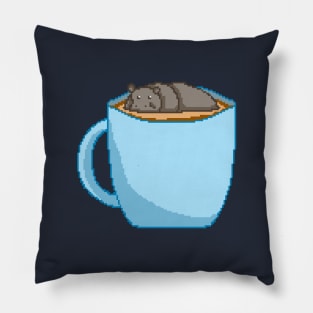 Hippo in a cup of coffee Pillow