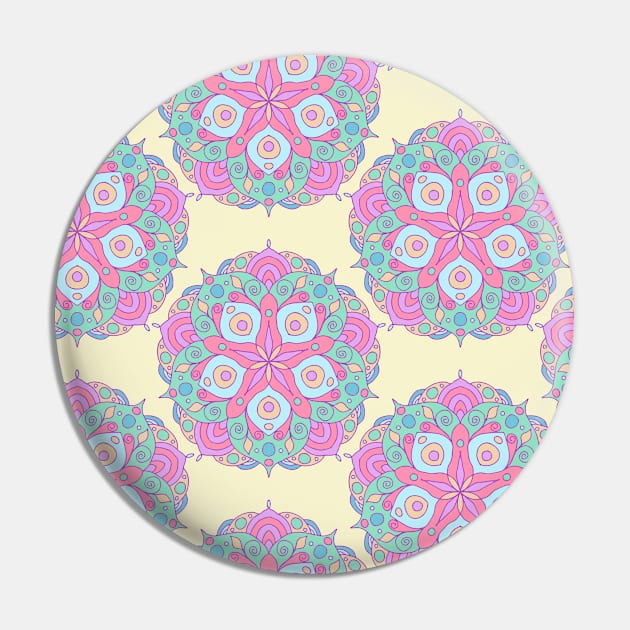 Blue and Pink Mandala Pin by martynzero