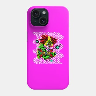 quetzalcoatl dragon in mexican tribal aztec art ecopop pattern beast in pink layer Phone Case