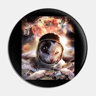 Space Galaxy Astronaut Cat Explosion Pin