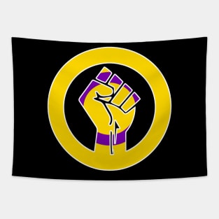 Black Lives Matter Fist Circled LGBTQ Flag Intersex Tapestry