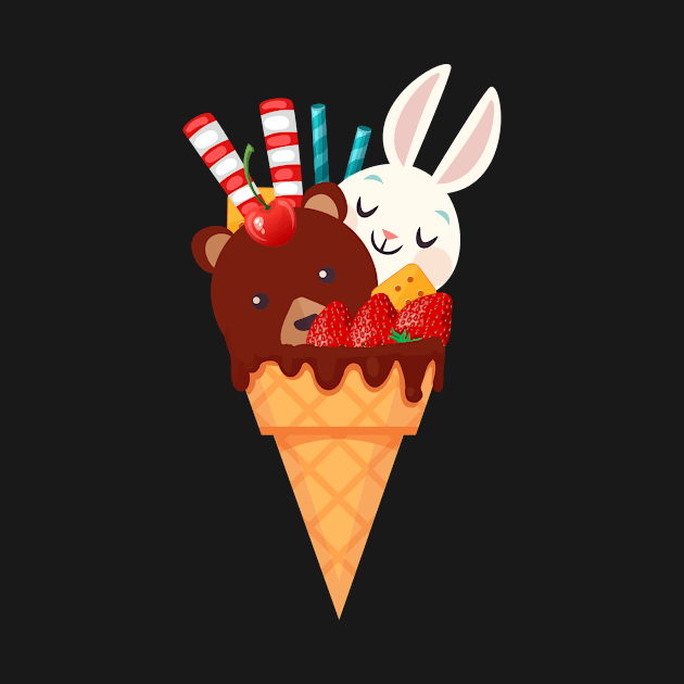 Ice cream bear bunny t shirt delicious by finchandrewf