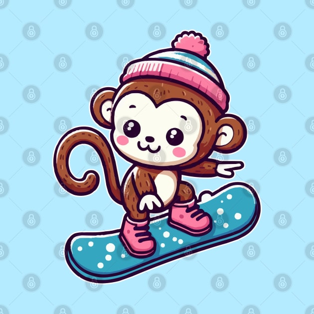 Cute monkey Snowboarding by fikriamrullah