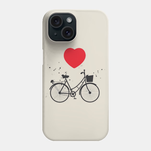 Bicycle silhouette and red heart Phone Case by EkaterinaP