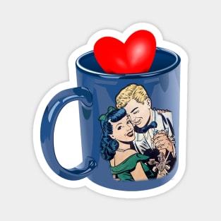 heart and love in the blue mug Magnet