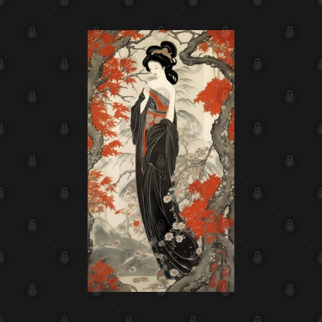 Classic Japanese Style Geisha Artwork by A Badger