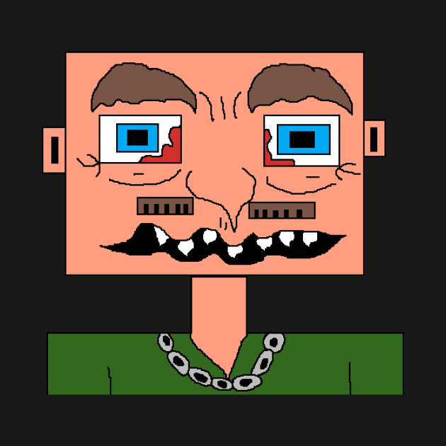 pixel art square head man portrait by Catbrat