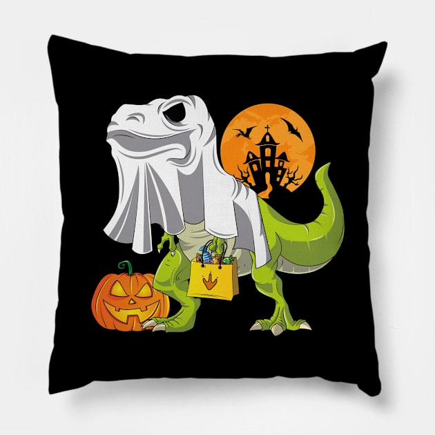 Ghost Dinosaur Funny Halloween T Rex For Boys Costume Pillow by trendingoriginals