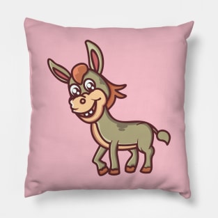 cute smiling donkey cartoon Pillow