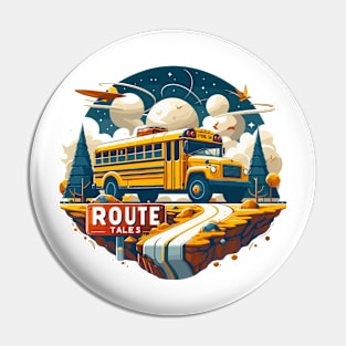 School Bus On An Adventurous Road Trip, Route Tales Pin