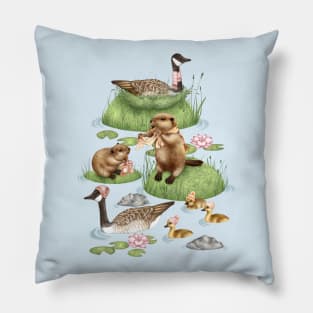 Fresh Morning on a Whimsical Canadian Lake Pillow