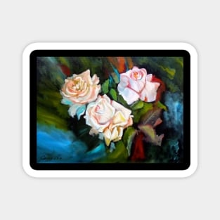 White Glowing Roses Magnet