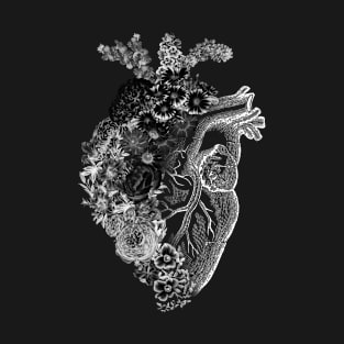 Flower Heart Spring Black and White Inverse by Tobe Fonseca T-Shirt