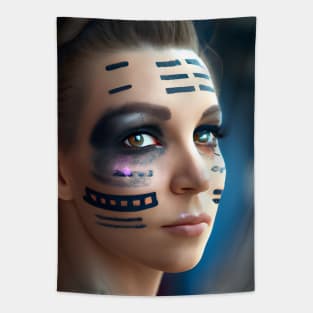 Enhanced Cyberpunk Woman Tapestry