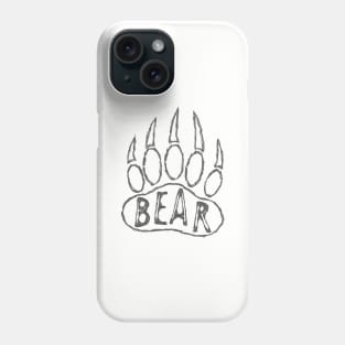 Black Bear Paw Print Drawing Phone Case