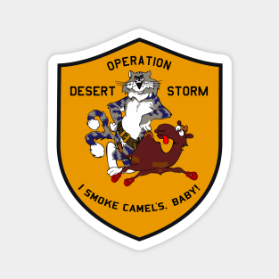 F-14 Tomcat - Op Desert Storm - I Smoke Camels, Baby! - Clean Style Magnet