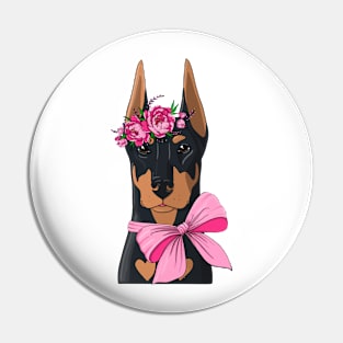 Doberman Flower Girl Pin