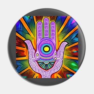 Trippy Hamsa Hand Pin