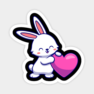 Cute Rabbit With Love Heart Cartoon Magnet