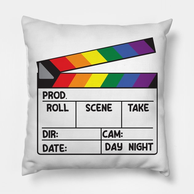 Film Slate - Rainbow Pride Pillow by LaLunaWinters