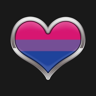 Large Bisexual Pride Flag Colored Heart with Chrome Frame. T-Shirt