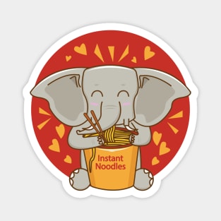 African Bush Elephant eating noodles, African Forest Elephant, elephant life, elephant wildlife, cute animal friendly, elephant for kids, nursery elephant Magnet