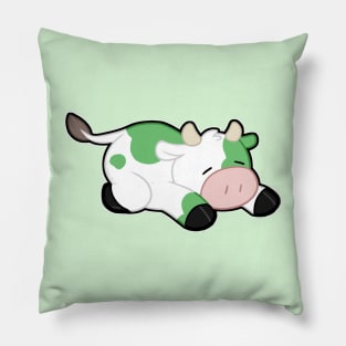 Sleepy Cow - Green Pillow