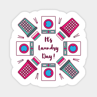 It's Laundry Day Mandala | Green Pink | White Magnet