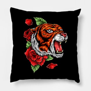 Tiger Roses Tattoo Pillow