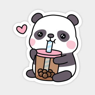 Cute Little Panda Loves Bubble Tea Magnet