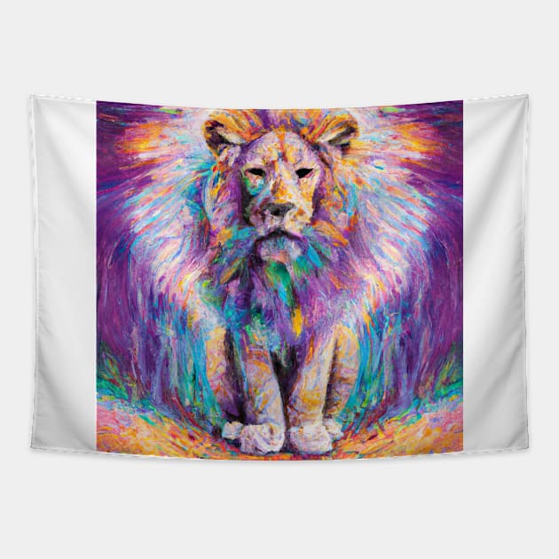 Cute Lion Drawing Tapestry by Play Zoo