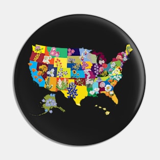 US State Flower Map Pin