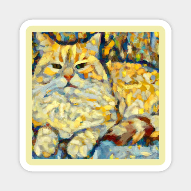 Painting of a Cat in the Style of Van Gogh Magnet by Star Scrunch