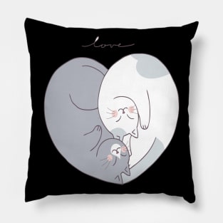 cartoon cute valentines day couple cats Pillow