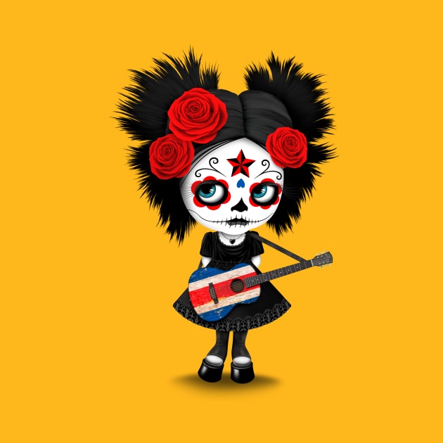 Sugar Skull Girl Playing Costa Rican Flag Guitar by jeffbartels