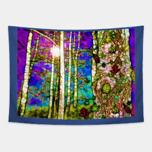 Birches at Night Tapestry