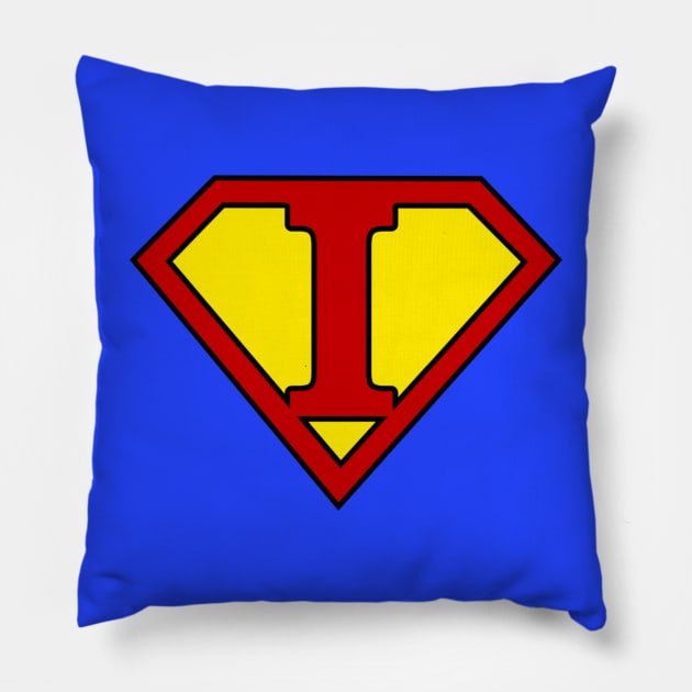 Superhero Symbol Letter I Pillow by NextLevelDesignz