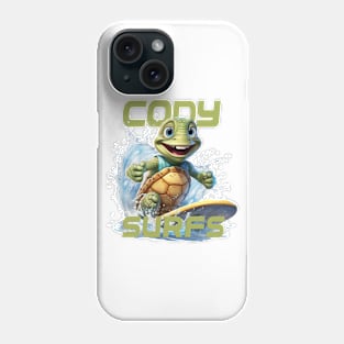 Aquatic Glide Waves Surfing Tee "Cody Surfs" Phone Case