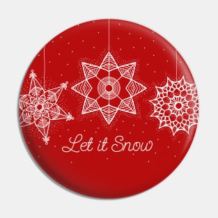 Let it Snow Christmas white snowflake illustration. Hand-drawn macrame snowflakes trendy illustration. Pin