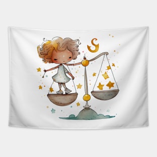 Watercolor Zodiac Libra Tapestry