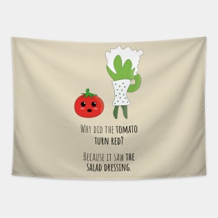 Why did the tomato turn red? - Funny vegetable joke Tapestry