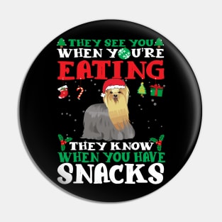 Christmas Dog Eating Snacks Pin