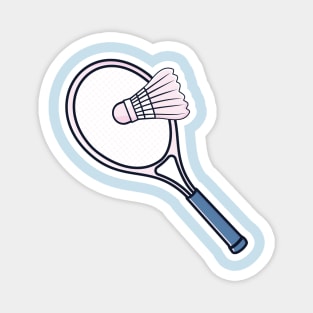 Badminton with Racket Sticker vector icon illustration. Sport object icon design concept. Racket hitting badminton ball sticker design logo. Magnet