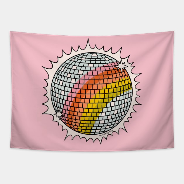 Rainbow Disco Ball Tapestry by Doodle by Meg