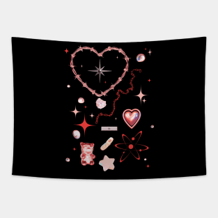 Y2K Aesthetic Red Edition Tapestry