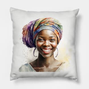 Watercolour print of a beautiful Black Queen Pillow